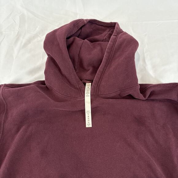 Lululemon Pullover Hoodie Maroon Cotton Blend with Kangaroo Pocket Size: L - Picture 6 of 7